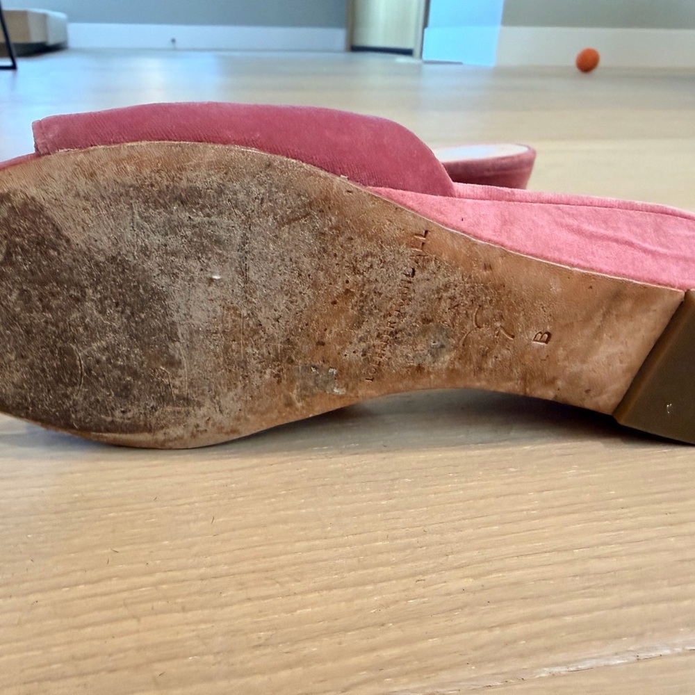 Loeffler Randall Dusty Rose Velvet Slide Mules - Picture 3 of 4